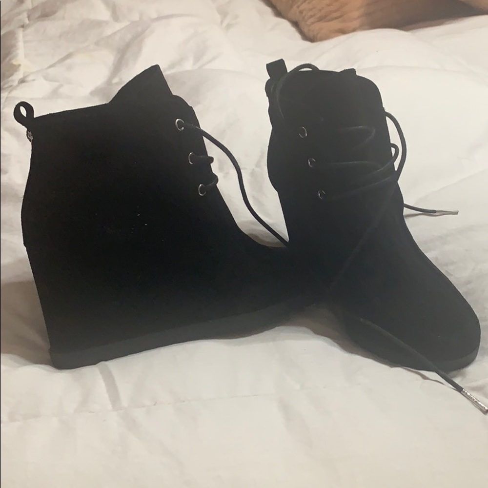 Michael Kors lace up platform suede bootie